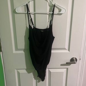 Black Missguided Cowl Neck Bodysuit